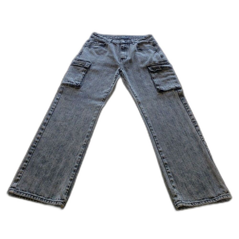 Quiksilver Waterman Grey Herringbone Chevron Twill Baggy Cargo Pants Sz 32 - Picture 4 of 9
